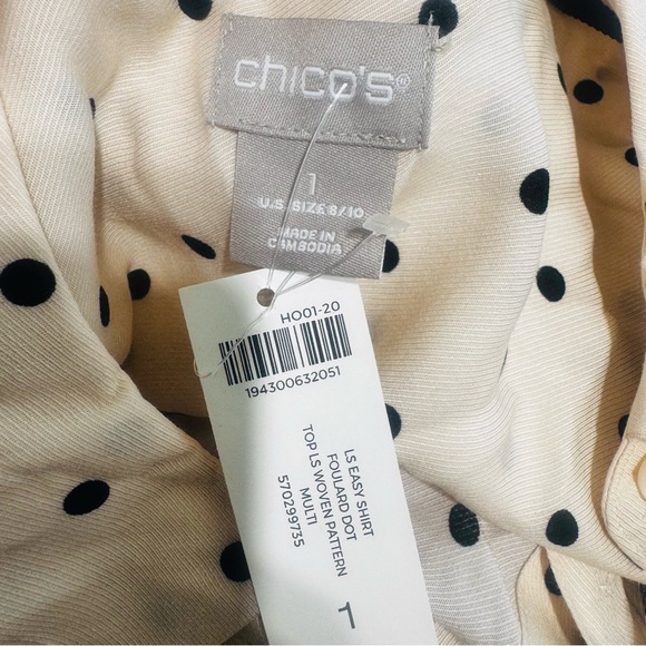 Chico's Foulard Light Pink Polka Dot Button Down Shirt Size 8/10 - Picture 6 of 11